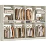 Unikito 100” Closet System, 8.3FT Wood Closet Storage Organizer with 8 Hanging Rods, Adjustable Large Walk in Wardrobe Closet Tower, Sturdy Clothes Garment Rack, Easy Assembly, Set of 4, White Oak Unikito