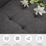 TYBOATLE 62 Inch Linen Upholstered Tufted Mid-Century Modern Loveseat Sofa w/ 2 USB Charger Ports and 2 Cupholders, Small Love Seat Couches for Living Room, Bedroom, Apartment, Dorm (Dark Grey) TYBOATLE