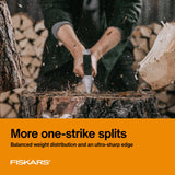 Fiskars X27 Super Splitting Axe, 36" Wood Splitting Axe for Medium to Large Size Logs with Shock-Absorbing Handle, Split Firewood, Forged Steel Blade, Bushcraft Gear and Camping Hatchet Fiskars