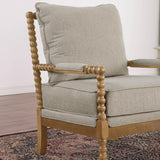 Morden Fort Linen Fabric Spindle Accent Chair with Wood Frame, French Style Accent Chairs with Padded Spring Seat and Armrest Pads, Brushed Base for Living Room Bedroom Farmhouse Office Balcony(Beige) Morden Fort