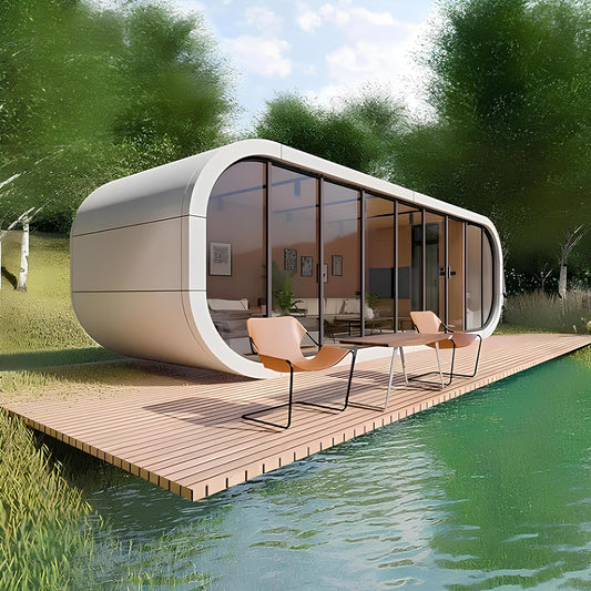 VEXHO Modern 20ft, 40ft Prefabricated Tiny Mobile Cabin House, A Smart Portable Capsule Home Pod with Luxury Design, Easy Setup & Move, Tiny House Kit to Live in for Adults (40ft x 10ft x 10ft)