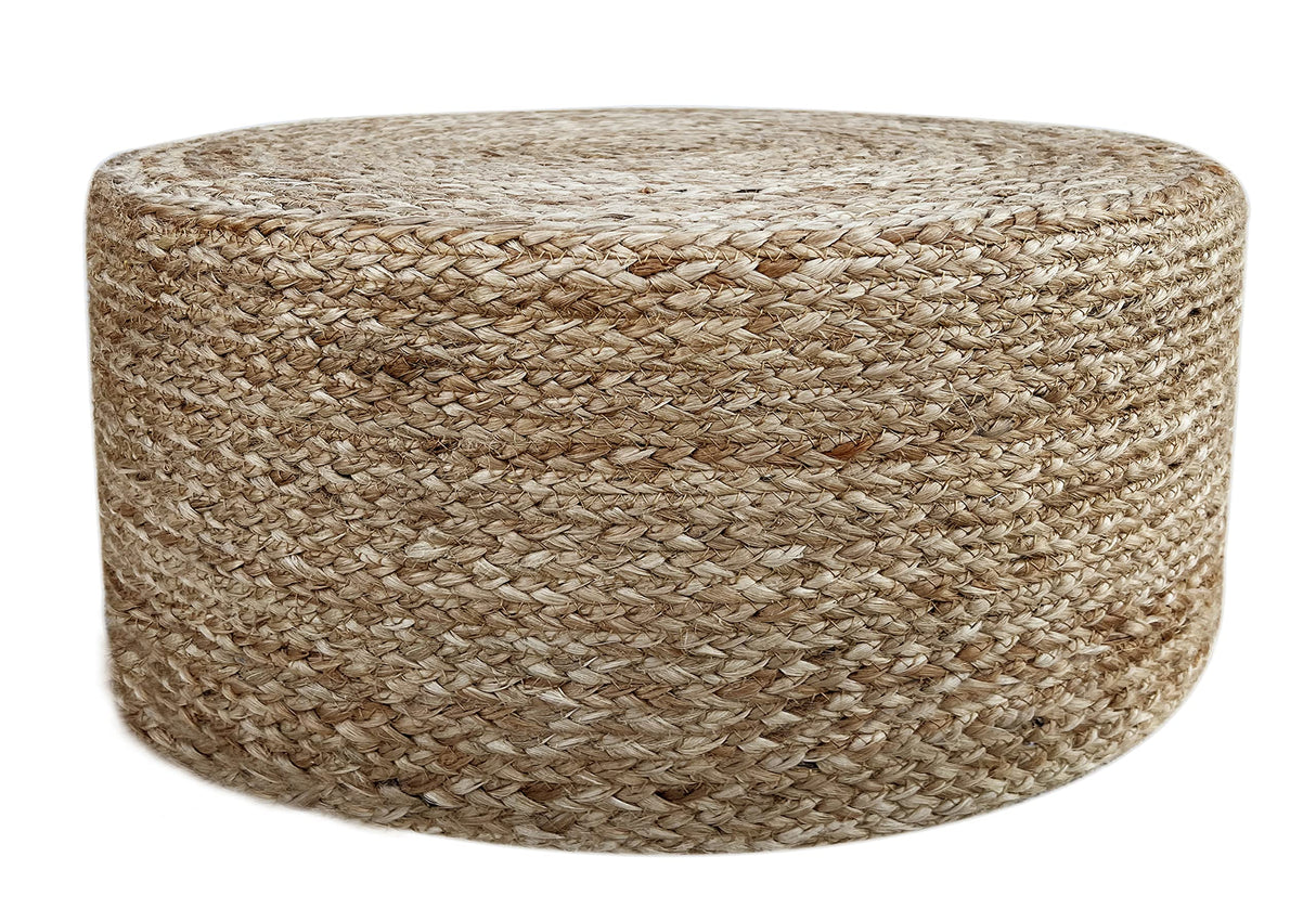 Scandilivin Homes Pouf Ottoman - 100% Natural Jute Braided- Footrest Pouf Hand Knitted - Traditional Cord Boho Pouffe - for The Living Room, Bedroom, Nursery, Patio, Lounge (20" x 20" x 10") S & L Homes