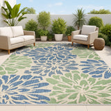 JONATHAN Y Floral Textured Weave Indoor Outdoor Area Rug 9X12 Navy/Green, Zinnia Modern for Backyard, Patio, Porch, Easy-Cleaning, High Traffic, Pet-Friendly, Non-Shedding (SMB110B-9) JONATHAN Y