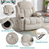BOSMILLER Oversized Recliner Chair for Adults with Vibration Massage and Lumbar Heating Swivel Rocker Recliner with Cup Holder and USB Charge Port for Living Room BOSMILLER