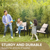 Devoko 3 Piece Rocking Bistro Set Wicker Patio Outdoor Furniture Porch Chairs Conversation Sets with Glass Coffee Table (Beige) Devoko