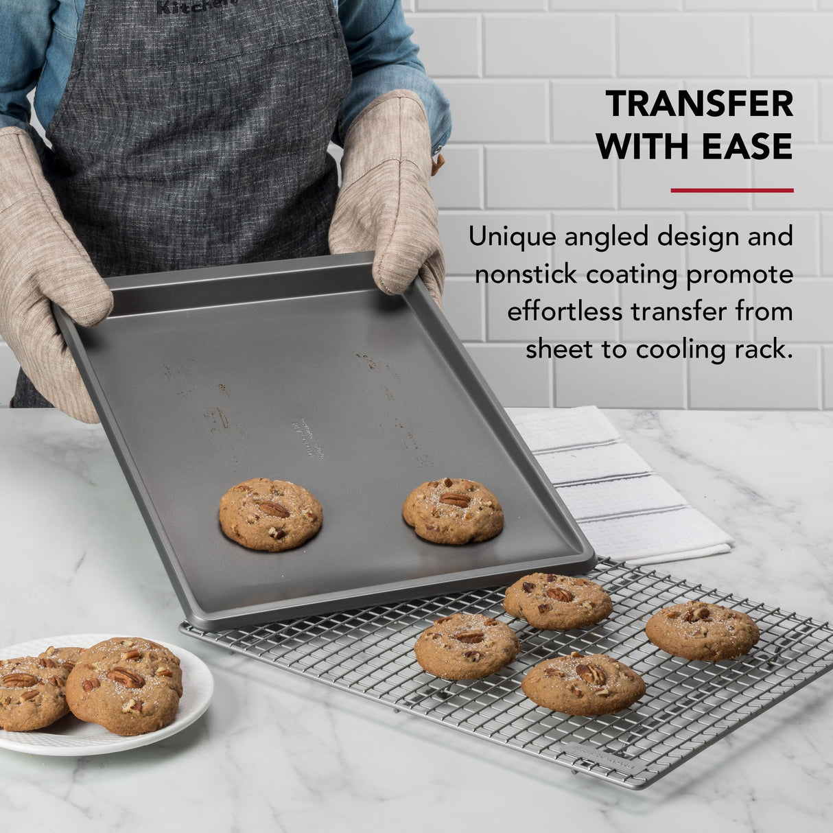 KitchenAid 13x18in Nonstick Aluminized Steel Cookie Slider, Contour Silver KitchenAid