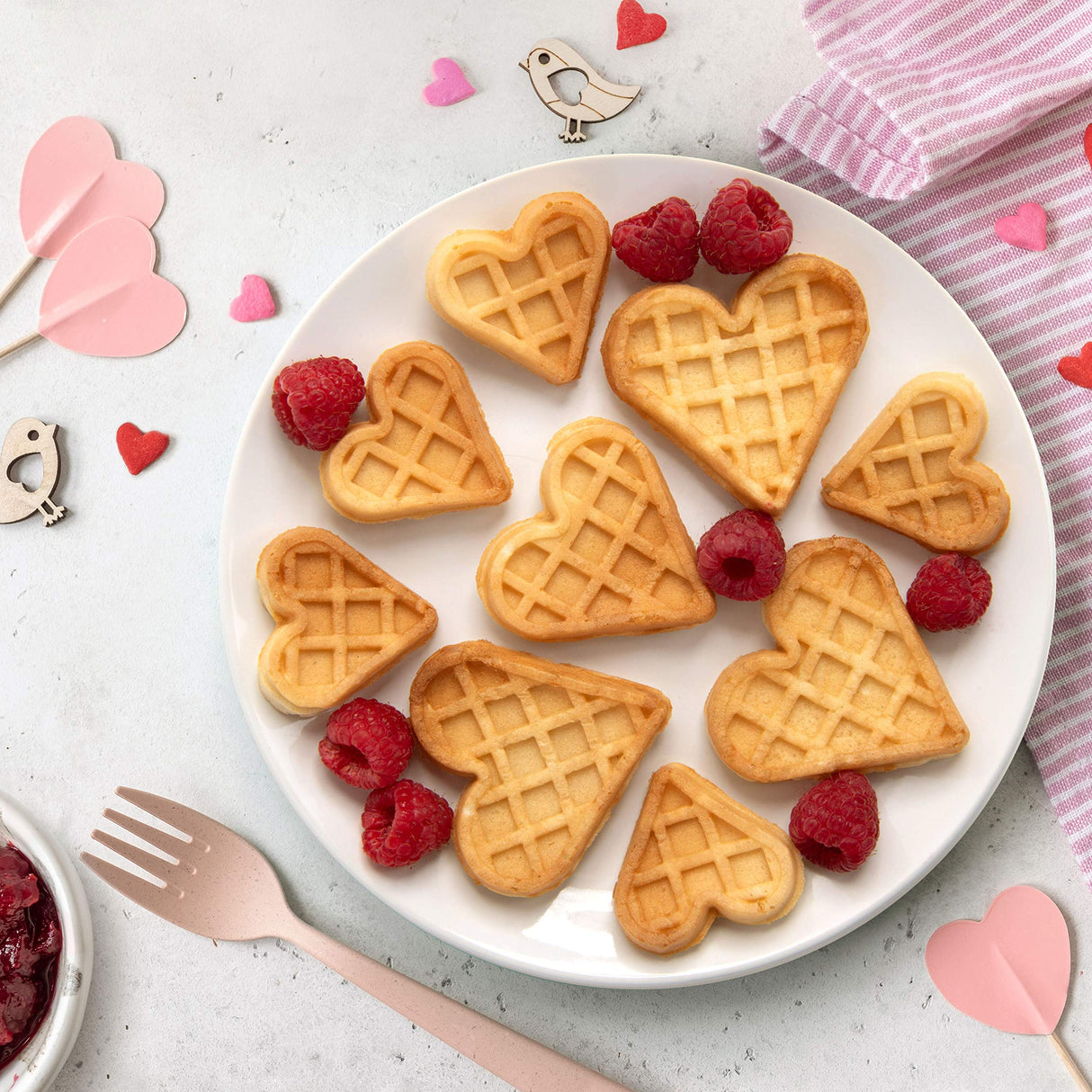 Valentine's Day Mini Hearts Waffle Maker - Bake 9 Heart Shaped Waffles or Pancakes w Electric Nonstick Iron- Show Love w Unique Breakfast or Treat for Her, Kids or Adults- Fun Dessert Gift for Her Him Waffle Wow!