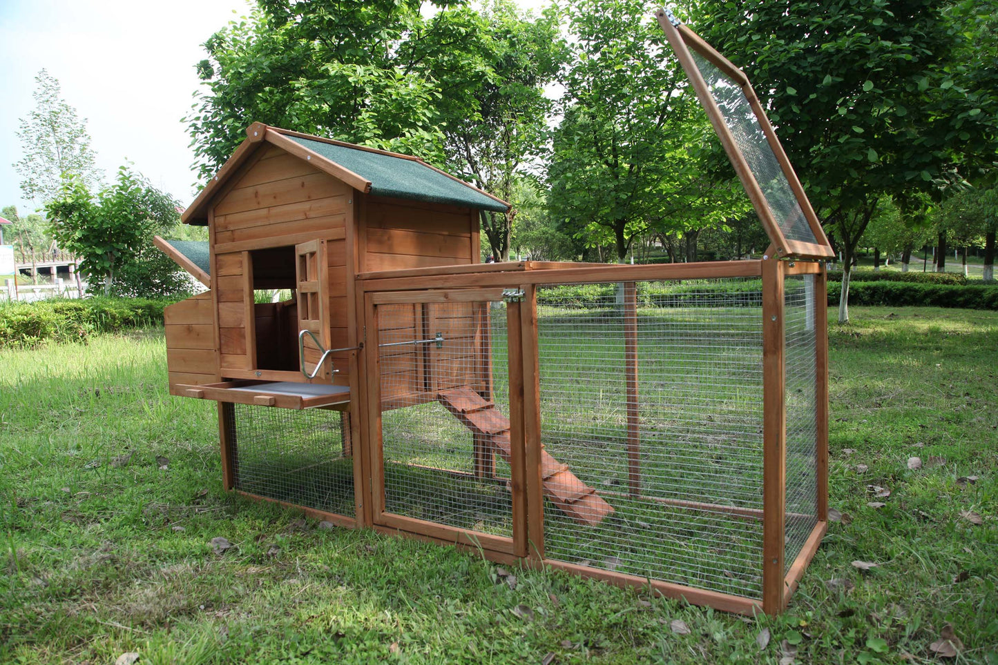 ECOLINEAR Outdoor 80'' Wooden Chicken Coop Nest Box Hen House Poultry Pet Hutch Garden Backyard Cage (Chicken Coop)