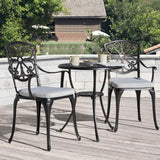 NUU GARDEN Bistro Set 3 Piece Outdoor All Weather Cast Aluminum Patio Bistro Set Patio Table and Chairs Set of 2 with Umbrella Hole and Grey Cushions for Backyard, Balcony, Lawn, Black NUU GARDEN