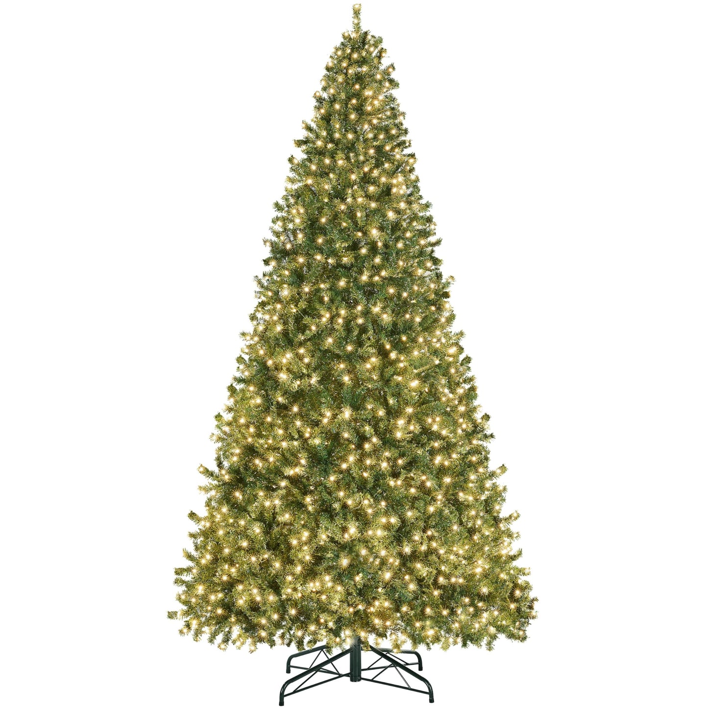 Yaheetech 12ft Pre-lit Spruce Artificial Hinged Christmas Pine Tree Prelighted Holiday Xmas Tree for Home Party Decoration with 1500 Warm White Lights and 4668 Branch Tips, Green