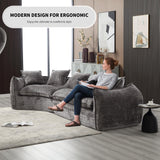 SmartEdge 125'' Modular Curved Sofa Couch, Chenille Deep Seat Sofa with 5 Pillows, Comfy 5 Seat Sofa Cloud Couch, Modular Sectional Sofa for Living Room Apartment Office, Grey SmartEdge