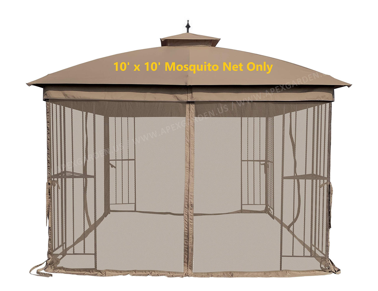 APEX GARDEN 10' x 10' Gazebo Replacement Mosquito Netting (Tan) APEX GARDEN
