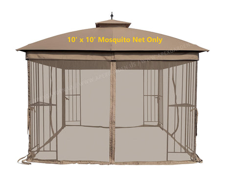 APEX GARDEN 10' x 10' Gazebo Replacement Mosquito Netting (Tan) APEX GARDEN