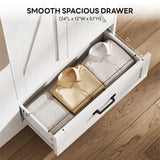 LIKIMIO Armoire Wardrobe Closet 70 Inches, Large Storage with Mirror, 2 Doors, Drawer, and Shelves, Modern Bedroom Freestanding Wooden Wardrobe Combination with Hanging Rail, White LIKIMIO