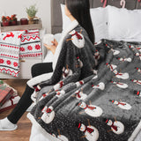 PAVILIA Premium Christmas Sherpa Throw Blanket | Snowman Decoration, Fleece, Plush, Warm, Cozy Reversible Microfiber Holiday Blanket 50 x 60 PAVILIA