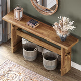 TRIBEWOOD Solid Wood Console Table for Entryway, 63-Inch Long Farmhouse Sofa Table Behind Couch, for Foyer, Hallway, Living Room TRIBEWOOD