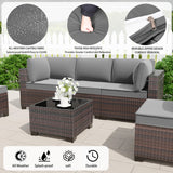 RTDTD Outdoor Patio Furniture Sets with Propane Fire Pit Table, 10 Pieces Outdoor Furniture Patio Sectional Sofa Conversation Sets w/ETL Approved 43" Gas Outdoor Fire Table & Coffee Table (Grey) RTDTD