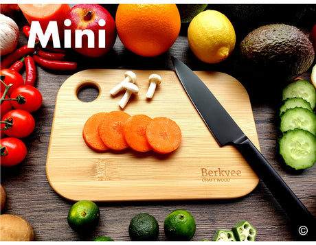 2 PCs Berkvee Small Bamboo Wood Cutting Board Set – Mini Lightweight Wooden Cutting Board- BPA Free Berkvee