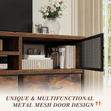 EnHomee Dresser TV Stand with Power Outlet TV Stand for Bedroom TV Stands for Living Room Dresser for Bedroom with 7 Drawers TV Console Table with Storage Entertainment Center,Metal Door,Rustic Brown EnHomee