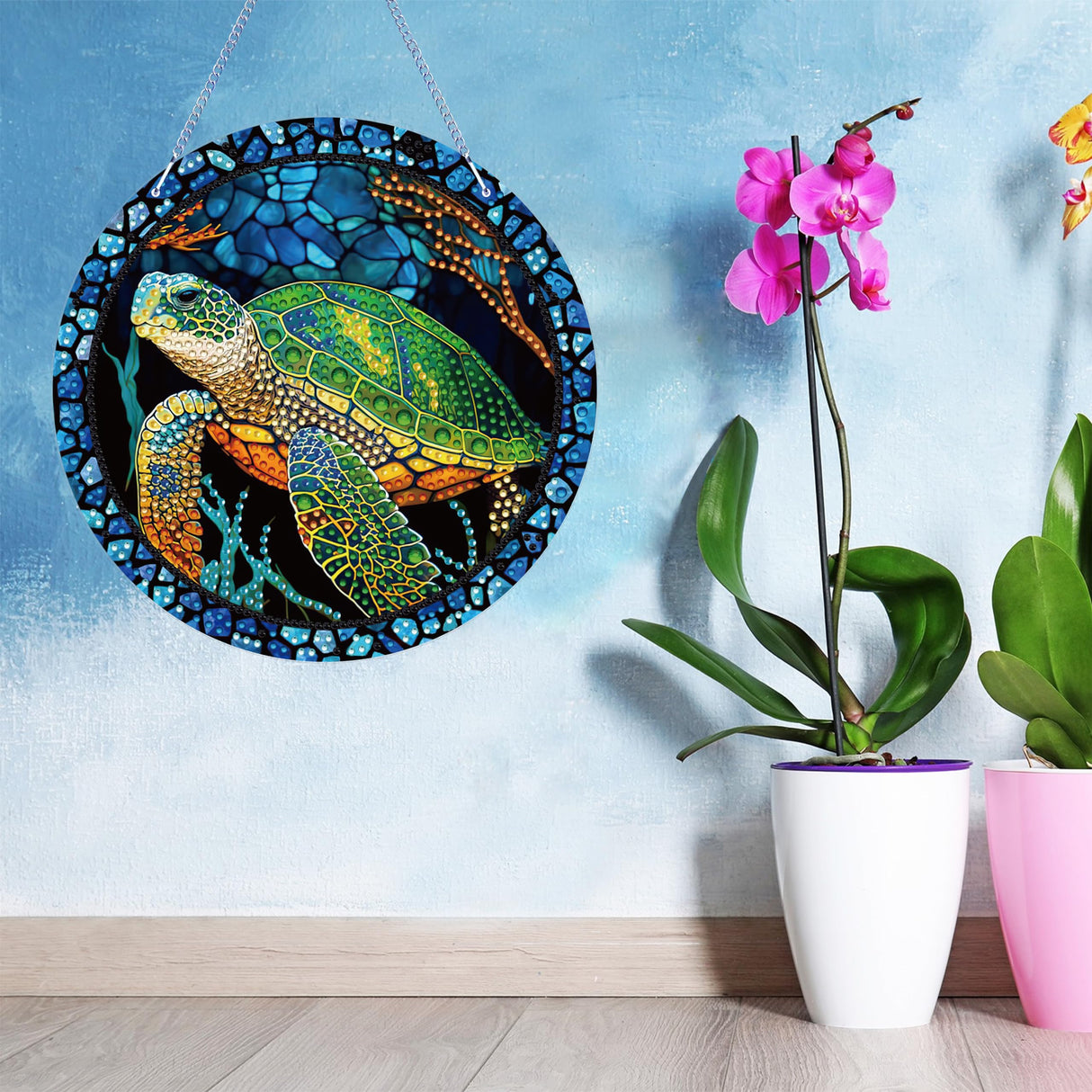 LYENYI Sea Turtle Hanging Ornament, Acrylic Diamond Painting Pendant, 7.48 inch, Green, Birthday, Wedding, Thanksgiving, Graduation, Anniversary, Halloween, Christmas Gift Sesyomr