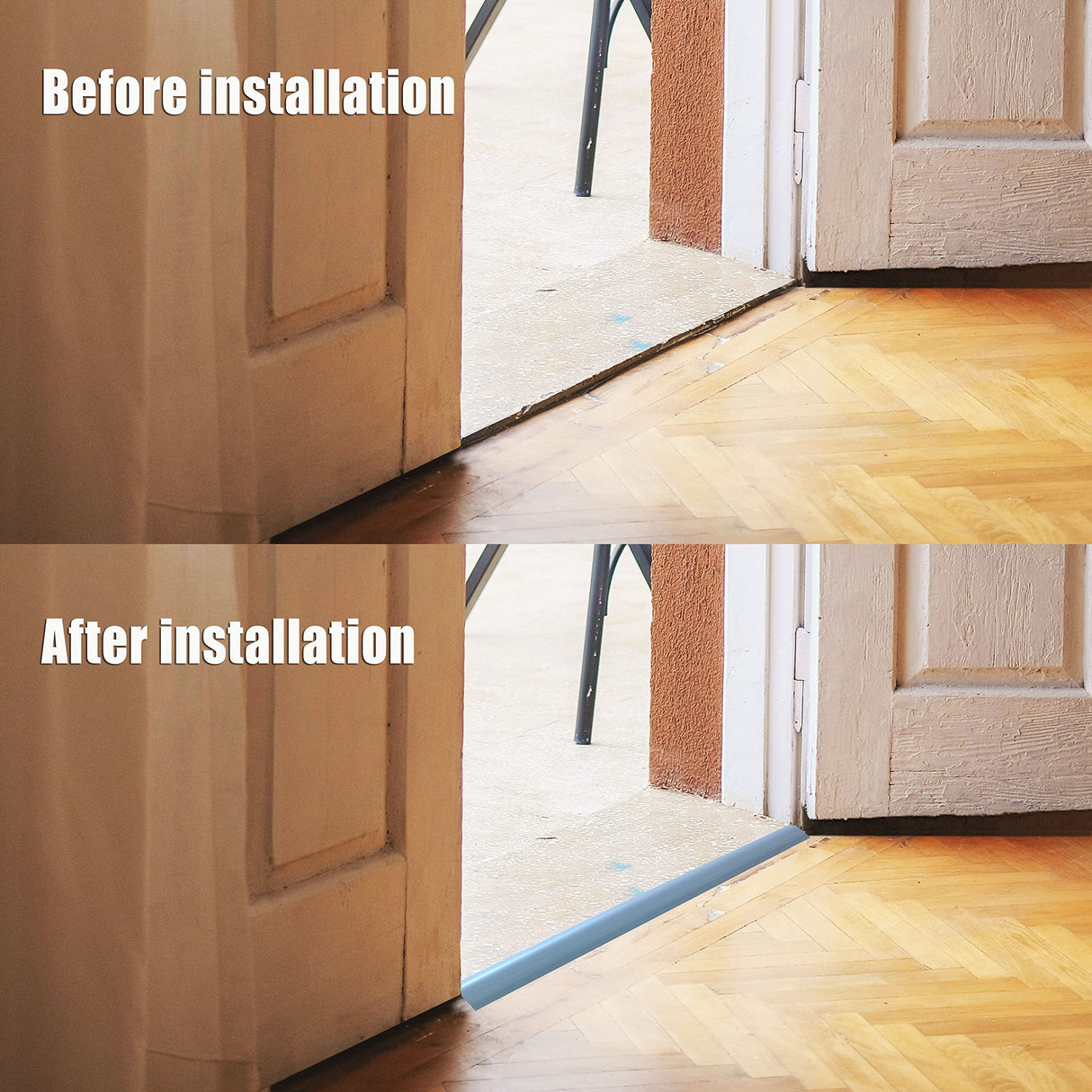 Vinyl-Door-Threshold-Ramp Door-Transition-Strip 36 inch, Threshold 1/2'' ~ 3/5'', Thresholds Ramps for Doorways, Wheelchair Ramp Edge-Reducer Threshold-Transition-Strip for Home/Door/Floor (Grey) EaseInstall