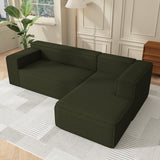 Swbvs Modular Sectional Sleeper Sofa,L-Shape Chaise,7-Seater Sofa,Upholstered Couches for Living Room Bedroom,No Assembly,Green Swbvs