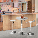 Topeakmart Height Adjustable Round Pub Table 360° Swivel Counter Bar Tables Bistro Tall Cocktail MDF Top, Grey Topeakmart