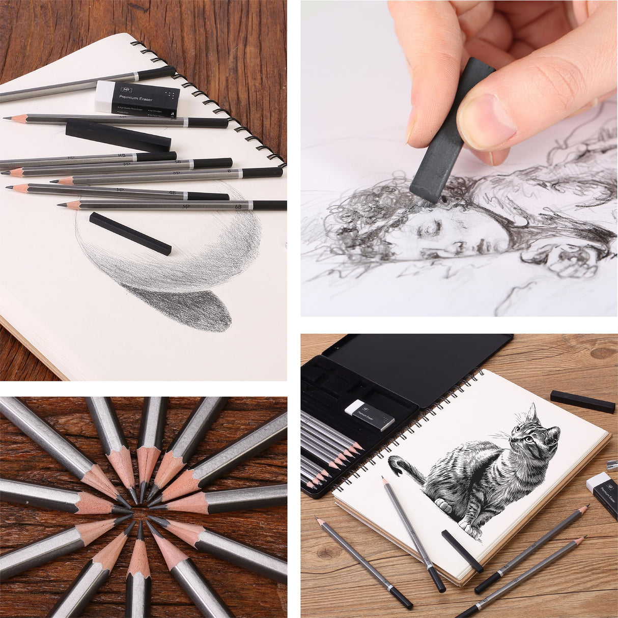 Mr. Pen- Sketch Pencils for Drawing, 19 Pcs, With Graphite Sticks, Erasers and Sharpener, Art Pencils for Sketching, Back to School Supplies Mr. Pen