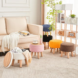 Poofzy Ottoman with Storage, Storage Ottoman, Small Foot Stool Ottoman with Wood Legs, Teddy Velvet Foot Rest for Couch, Living Room and Bedroom - Brown Poofzy