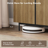 BELLEZE Sideboard Buffet Cabinet, 63" Storage Cabinet with Fluted Decorative Doors, Modern Console Table for Dinning Room, Kitchen & Living Room - Colemen (Camel) BELLEZE