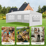LIULINREST 10x30FT Outdoor Wedding Tents for Parties, Heavy Duty Canopy Event Tent with 5 Removable Sidewalls and Windows, Waterproof Gazebo Shelter for Weddings, BBQs & Events (White, 10X30FT-5Sides) LIULINREST