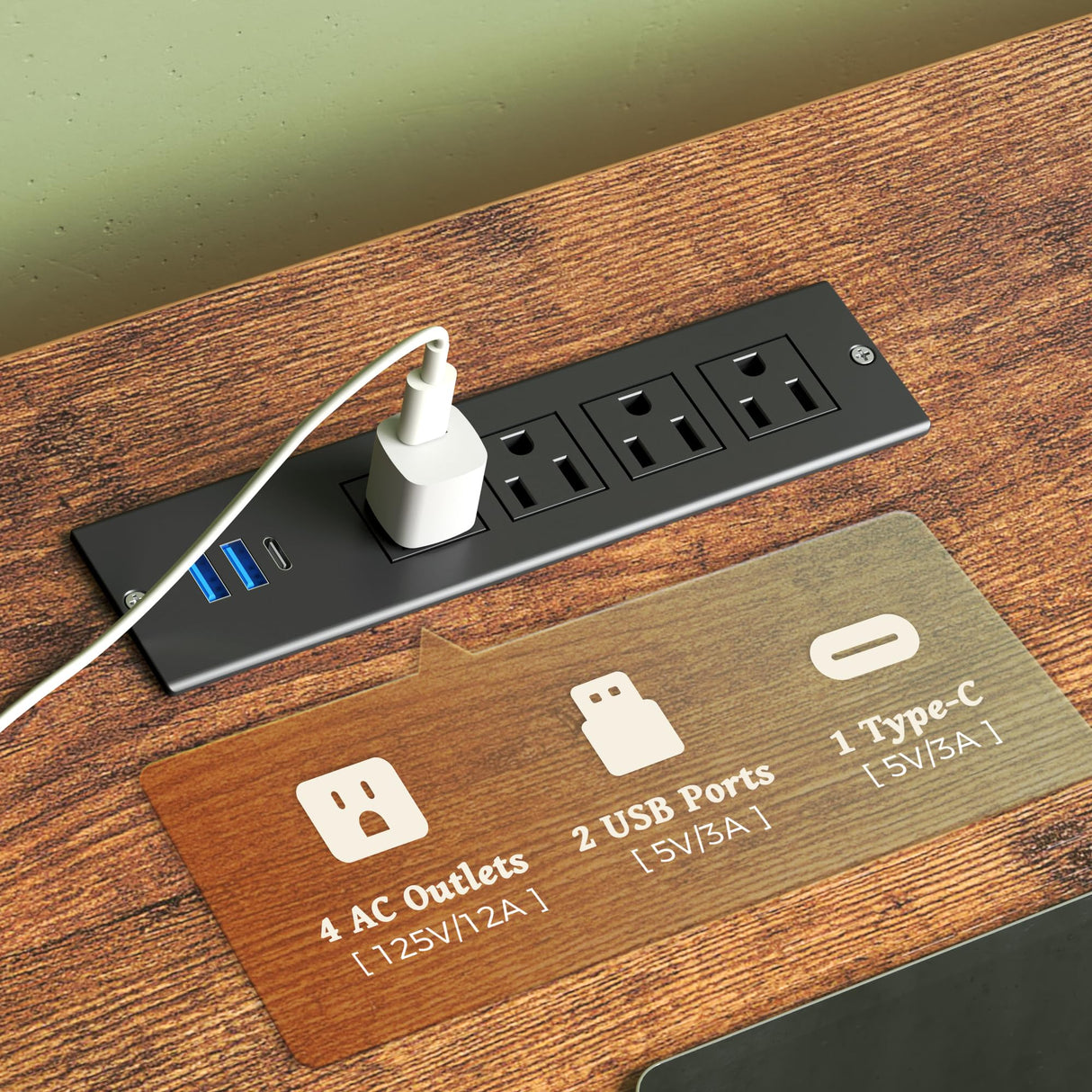 Huuger TV Stand Dresser with Power Outlets and LED Lights, 7 Drawers Entertainment Center for 60 Inch TV, TV Console with Open Shelf, 55 Inches Wide Fabric Dresser, PU Leather, Rustic Brown and Black Huuger