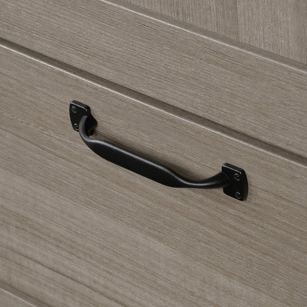 Sauder Select Multipurpose Bedroom Armoire Wardrobe Closet Pantry Storage Cabinet with Storage Drawers and Hanging Rail, in Silver Sycamore Sauder