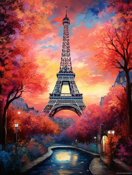 Diymood DIY 5D Diamond Painting Kits for Adults Paris Tower - Diamond Art Kits for Adults Landscapes | Full Drill Round | Crystal Mosaic Picture | Beginner | Home Wall Decor | 12x16 inch Diymood