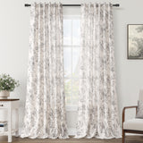 Floral Linen Curtains 108 inch Length for Living Room Black and Cream Patterned Curtains Sketch Print Burlap Textured Rustic Farmhouse Country Curtains Shabby Chic Extra Long Floral Drapes 9 FT Meikelor
