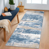 BEIMO Runner Rug for Hallway Kitchen 2x6 Machine Washable Runners Rug for Entryway, Blue Cream Soft Modern Abstract Throw Rugs, Floor Carpet with Non Slip Rubber Backing BEIMO