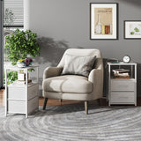 TUTOTAK End Table with Charging Station, Side Table with 2 USB Ports and Outlets, Nightstand with Cloth Drawer, Set of 2, Couch Table, White TB01BW052 TUTOTAK