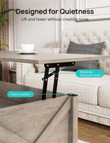 Evajoy Lift Top Coffee Table, Modern Coffee Table with 2 Storage Drawers and Hidden Compartment, X-Shape Wood Support, Center Table with Lift Tabletop for Living Room, Office,Grey,16.9''x41.3''x18.1'' Evajoy