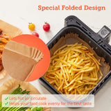 COSORI Air Fryer Liners, 100 PCS Square Disposable Paper Liners, Non-Stick Silicone Oil Coating, Little to No Cleaning, 7.9" Unbleached Food Grade, Resistant to 465°F, Thickened Not Easy to Break COSORI