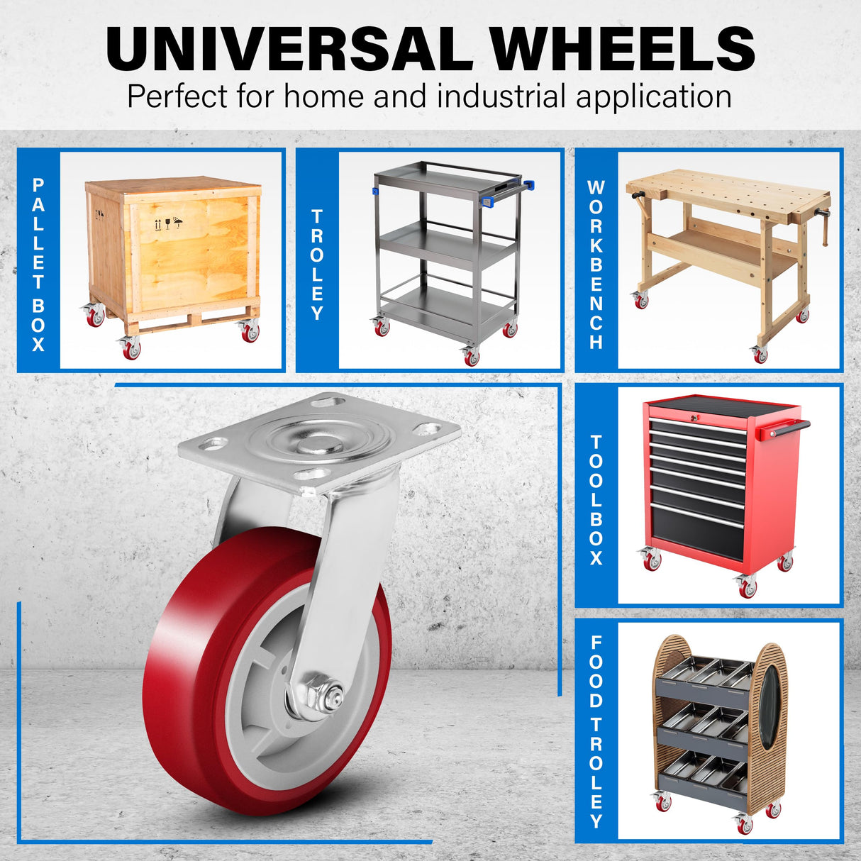 Castrek 6 Inch Heavy Duty Casters Set of 4, Lockable Plate Caster Wheels with Brakes Scratch Resistant & 360 Degree Rotatable, 6000 lbs Load Capacity - Ideal for Any Floor (2 x Swivel & 2 x Brakes) Castrek