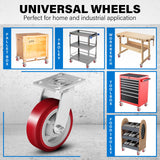 Castrek 6 Inch Heavy Duty Casters Set of 4, Lockable Plate Caster Wheels with Brakes Scratch Resistant & 360 Degree Rotatable, 6000 lbs Load Capacity - Ideal for Any Floor (2 x Swivel & 2 x Brakes) Castrek