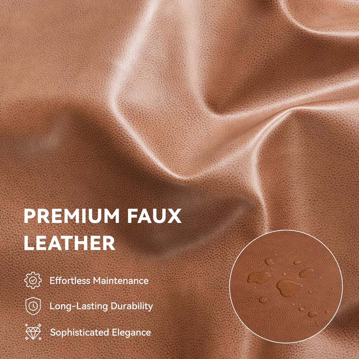 Kingfun 65" Loveseat Sofa, Faux Leather Love Seat Couch, Mid Century Modern Couch with Solid Wooden Frame for Living Room & Bedroom in Small Spaces, Coffee Kingfun