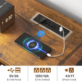 EnHomee Dresser TV Stand with 11 Drawers for 60" TV Stand for Bedroom with LED Lights & Power Outlets Long Dresser for Bedroom with Shelves & 4 Hooks, Sturdy Metal Frame & Thick Wood Top, Rustic Brown EnHomee