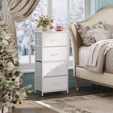 WLIVE Dresser with 4 Drawers, Storage Tower, Organizer Unit, Fabric Dresser for Bedroom, Hallway, Entryway, Closets, Sturdy Steel Frame, Wood Top, Easy Pull Handle, White WLIVE
