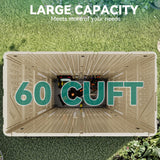 YITAHOME 60 cuft Vertical Outdoor Storage Shed w/o Shelf, Large Waterproof Storage Cabinet for Garden Shed, Tall Outdoor Storage Shed for Garage, Pool Storage, Resin, Lockable, Khaki & Brown YITAHOME