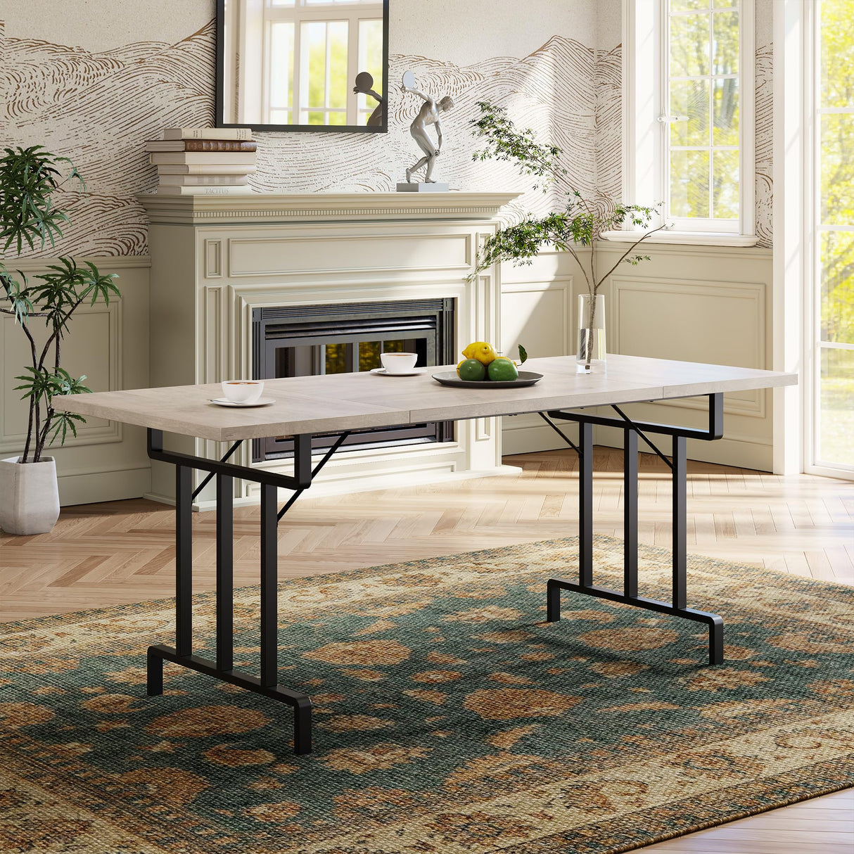 IDEALHOUSE Dining Table, Rectangular Wooden Kitchen Table for 6 70.87”, Vintage Design, Industrial Farmhouse Kitchen Sets for Dining Room, Home Office, Living Room, Easy Assembly, Gray IDEALHOUSE