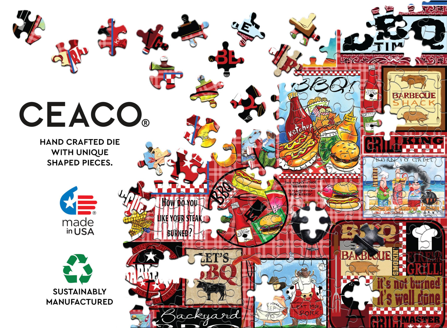 Ceaco - Tracy Flickinger - BBQ Collage - 1000 Larger Sized Piece Jigsaw Puzzle