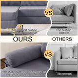 UPHYB 114” U-Shaped Sectional Sofa Couch,Corduroy Convertible 4 Seater Sofa Set with Chaise Lounge,Ottoman and Detachable Phone Holder,Comfy L Couch for Living Room,Bed Room and Apartment(Grey) UPHYB