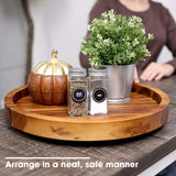TIDTIA 13" Acacia Wood Lazy Susan Organizer for Cabinet - Round Lazy Susans Turntable for Countertop - Wooden Kitchen Rotating Storage Food Bin Container for Centerpiece Table, Spices, Pantry Tidita