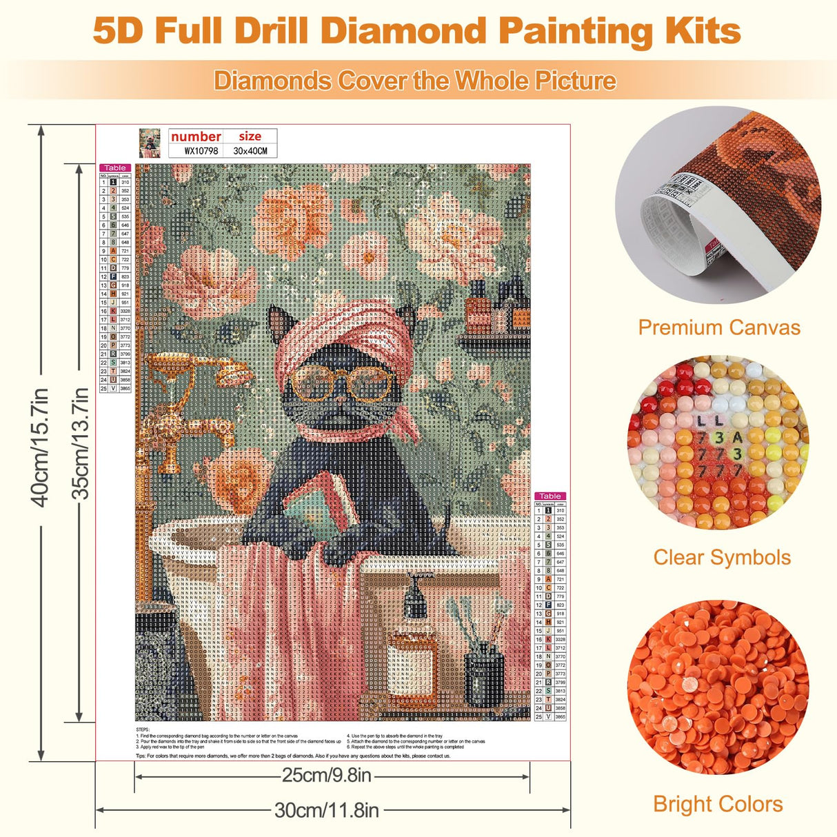 MEIYUDA Cat Diamond Art Kits for Adults, 5D Black Cat Diamond Art Kits for Beginners, DIY Cat Sitting in Bathtub Round Full Drill Diamond Gem Art with Painting Tools for Home Wall Decor 12x16 Inch MEIYUDA
